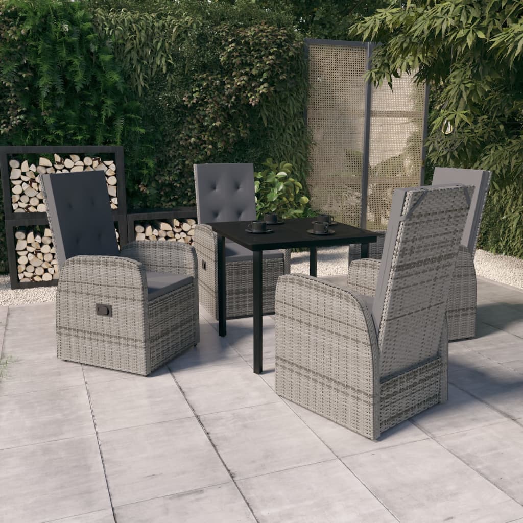 vidaXL Set mobilier pentru grădină cu perne, 5 piese, gri vidaXL Set mobilier pentru grădină cu perne, 5 piese, gri