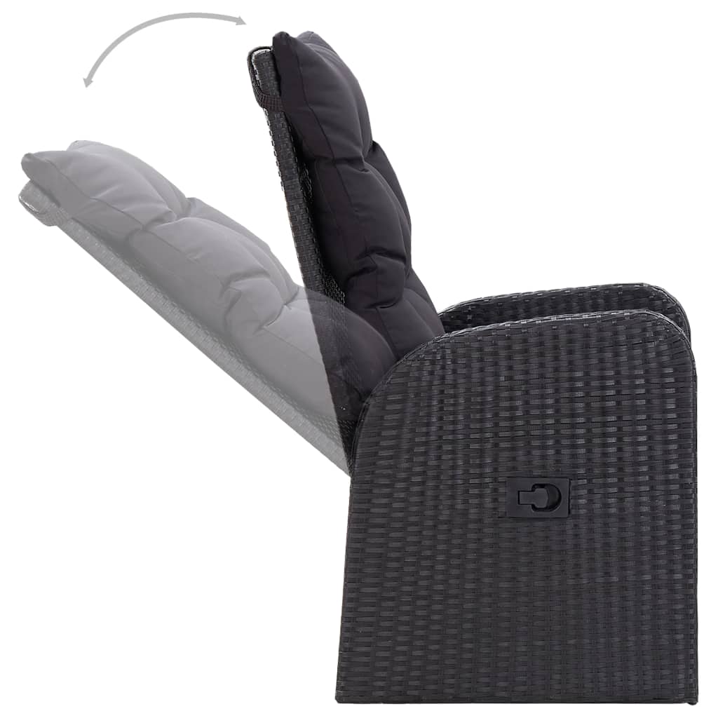 vidaXL Set mobilier de grădină cu perne, 9 piese, negru