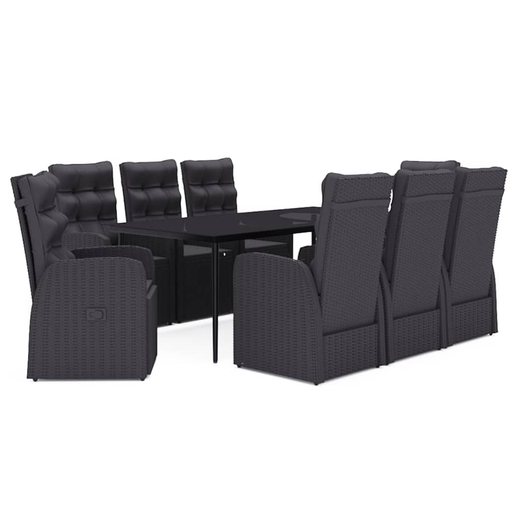 vidaXL Set mobilier de grădină cu perne, 9 piese, negru