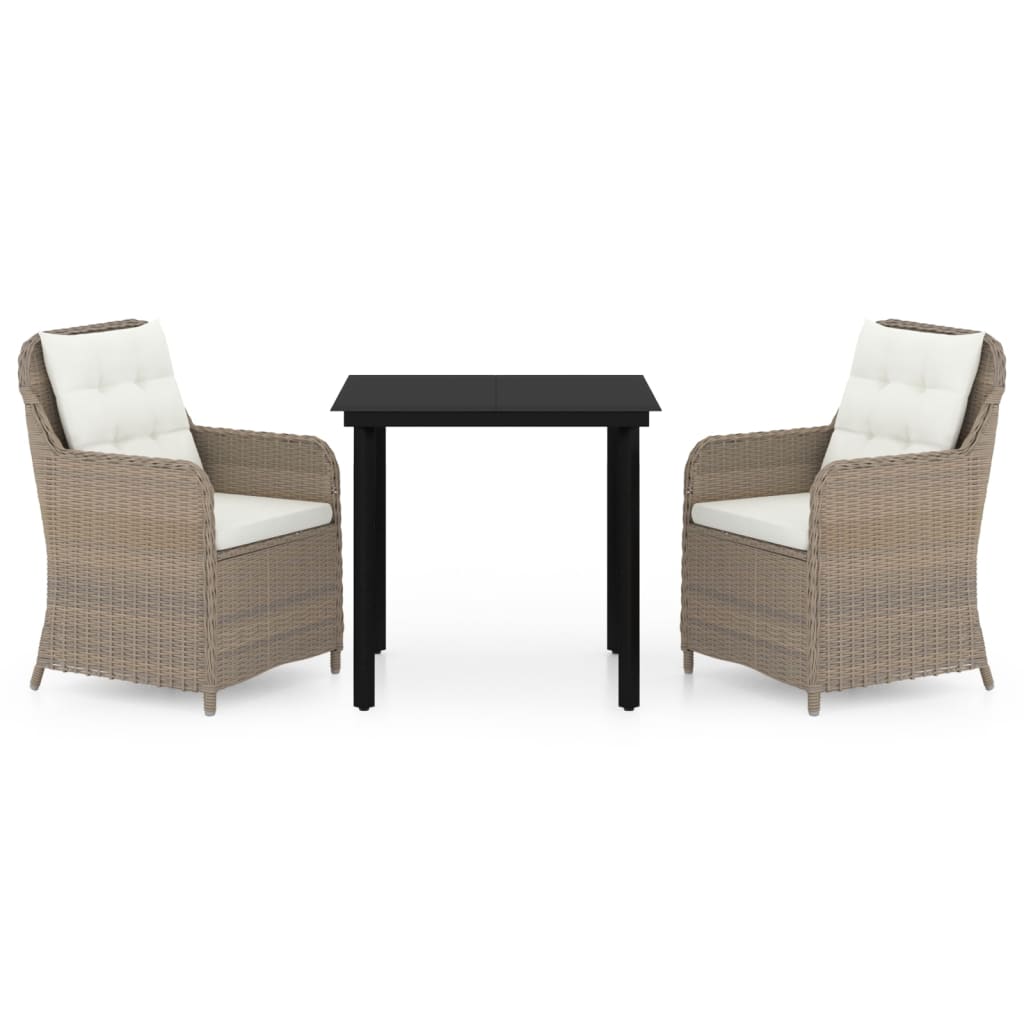 vidaXL Set mobilier pentru grădină, 3 piese, maro