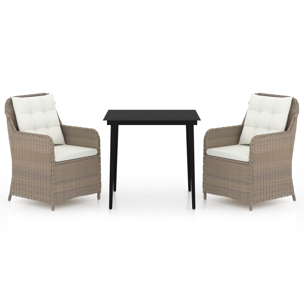 vidaXL Set mobilier pentru grădină, 3 piese, maro
