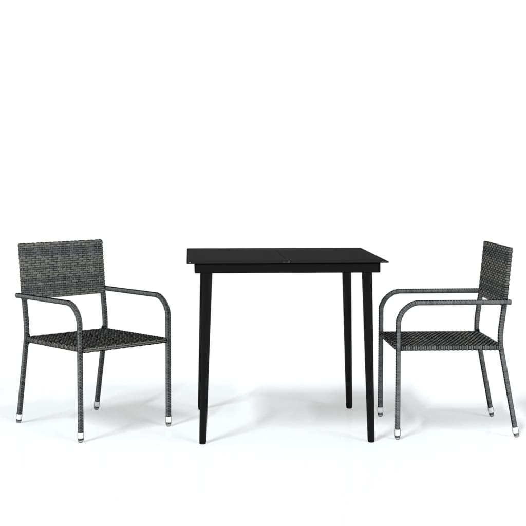 vidaXL Set mobilier pentru grădină, 3 piese, gri