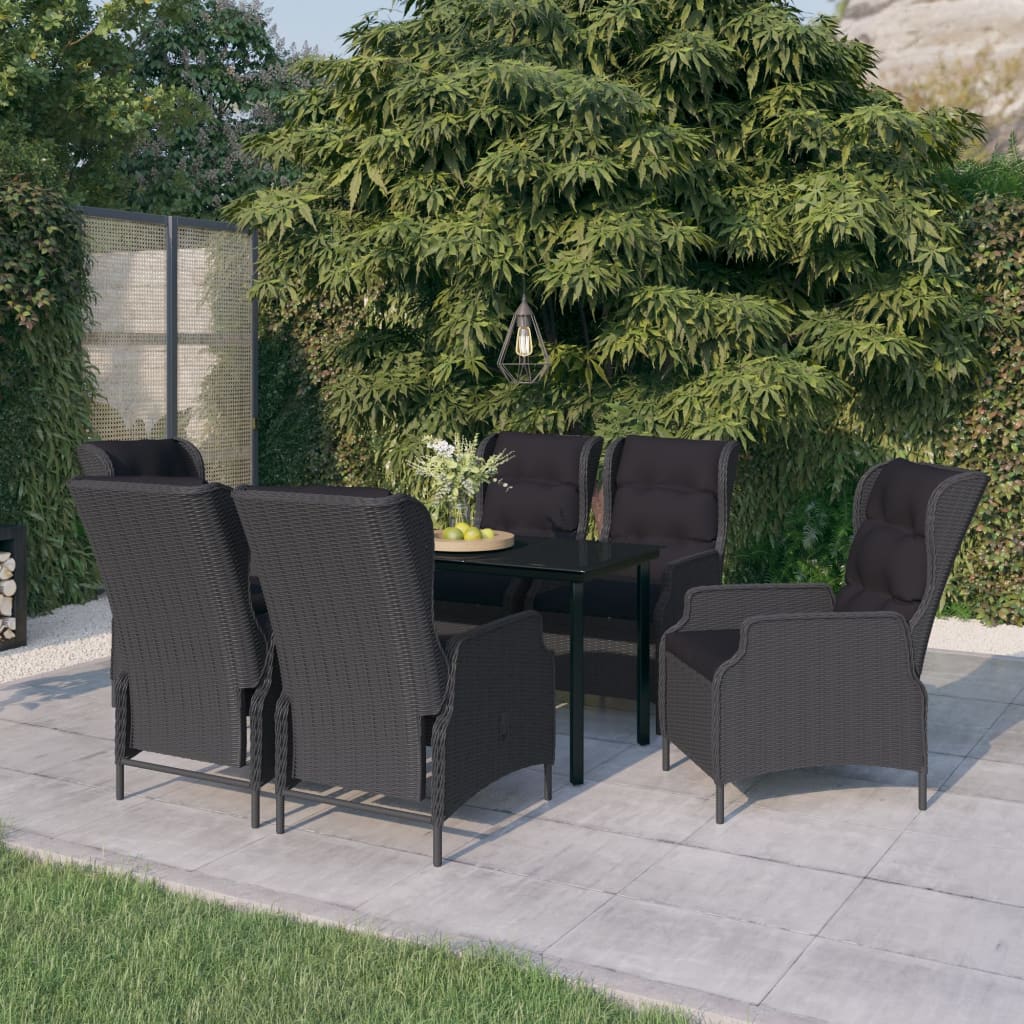 vidaXL Set mobilier pentru grădină, 7 piese, gri închis vidaXL Set mobilier pentru grădină, 7 piese, gri închis