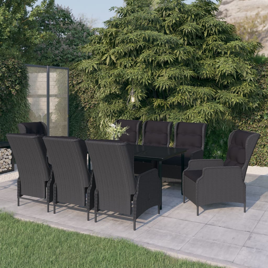 vidaXL Set mobilier pentru grădină, 9 piese, gri închis vidaXL Set mobilier pentru grădină, 9 piese, gri închis