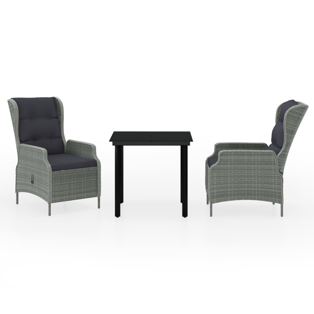 vidaXL Set mobilier pentru grădină, 3 piese, gri deschis