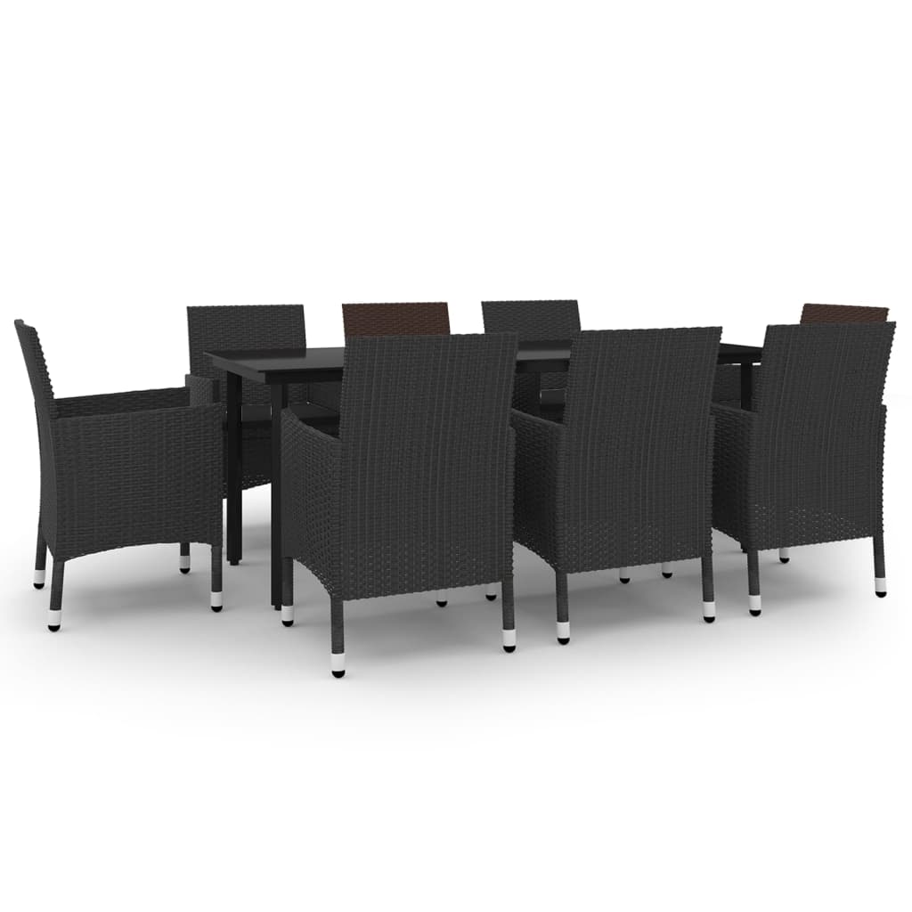 vidaXL Set mobilier de grădină, cu perne, 9 piese, poliratan și sticlă