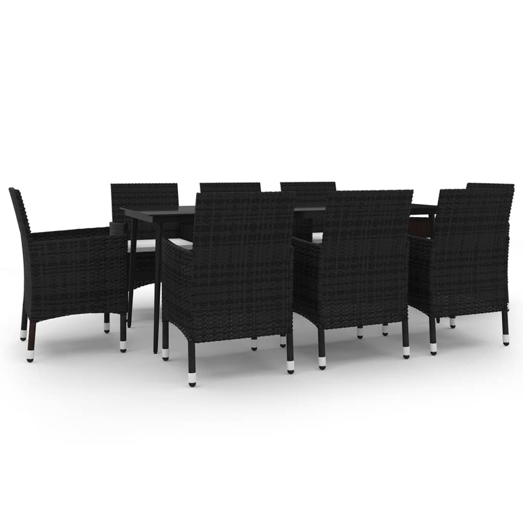 vidaXL Set mobilier de grădină cu perne, 9 piese, poliratan și sticlă