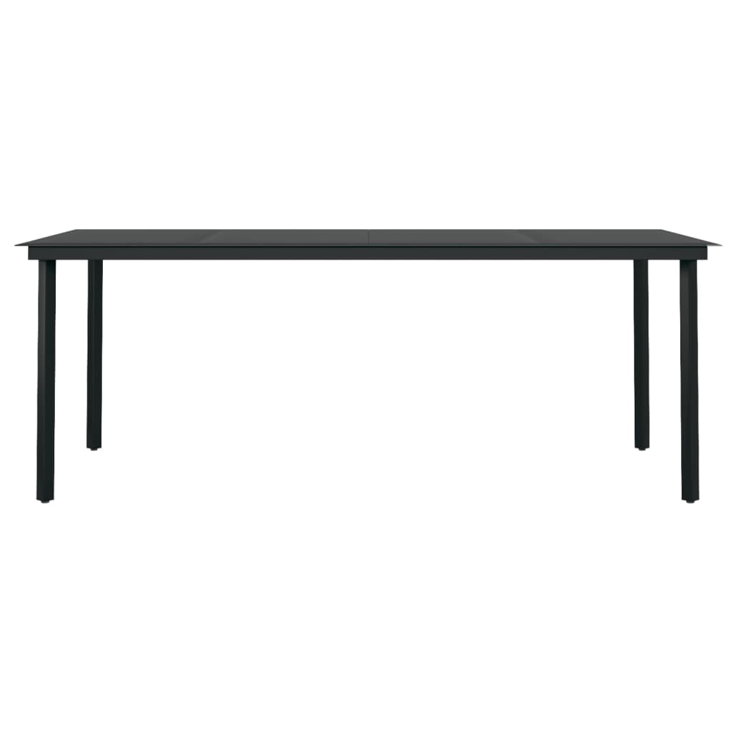 vidaXL Masă de bucătărie de grădină, negru, 200x100x74 cm, oțel/sticlă vidaXL Masă de bucătărie de grădină, negru, 200x100x74 cm, oțel/sticlă