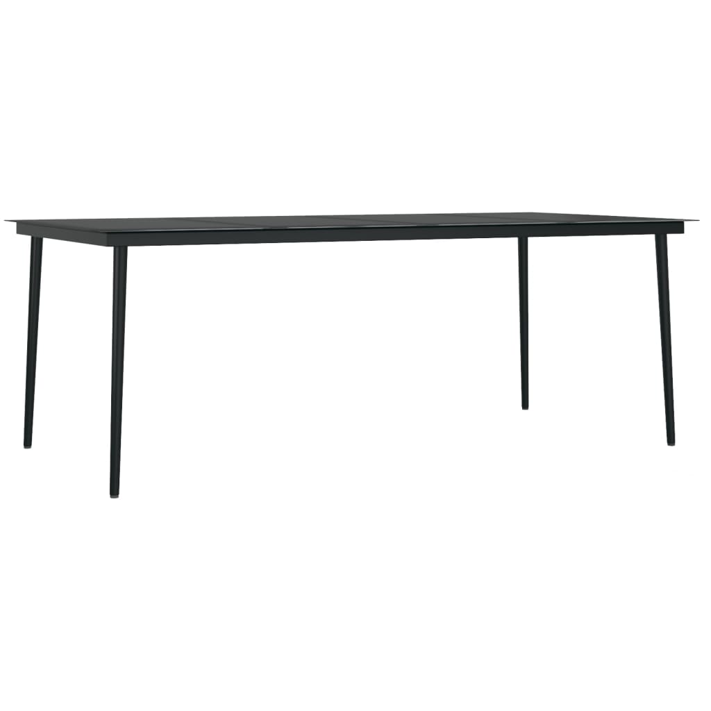 vidaXL Masă de bucătărie de grădină, negru, 200x100x74 cm, oțel/sticlă