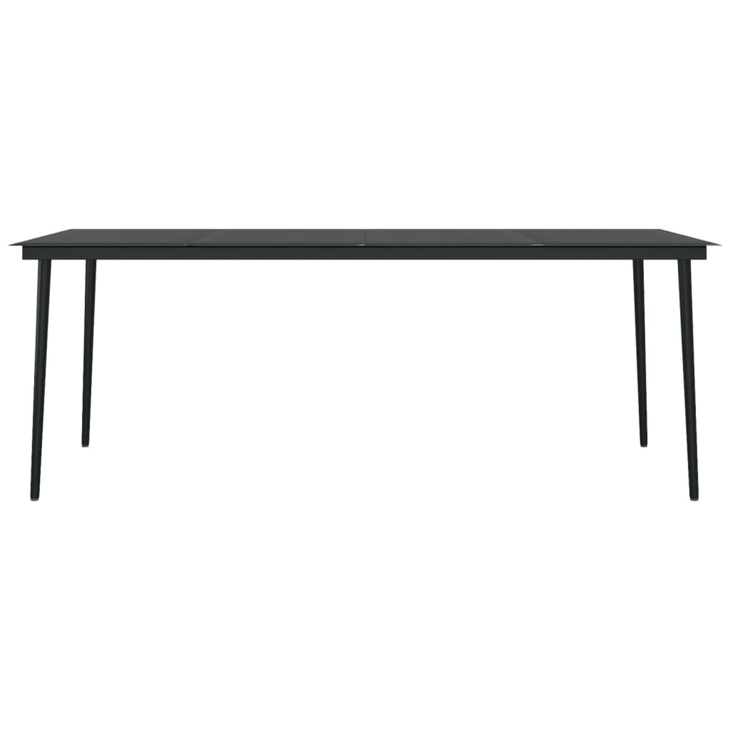 vidaXL Masă de bucătărie de grădină, negru, 200x100x74 cm, oțel/sticlă