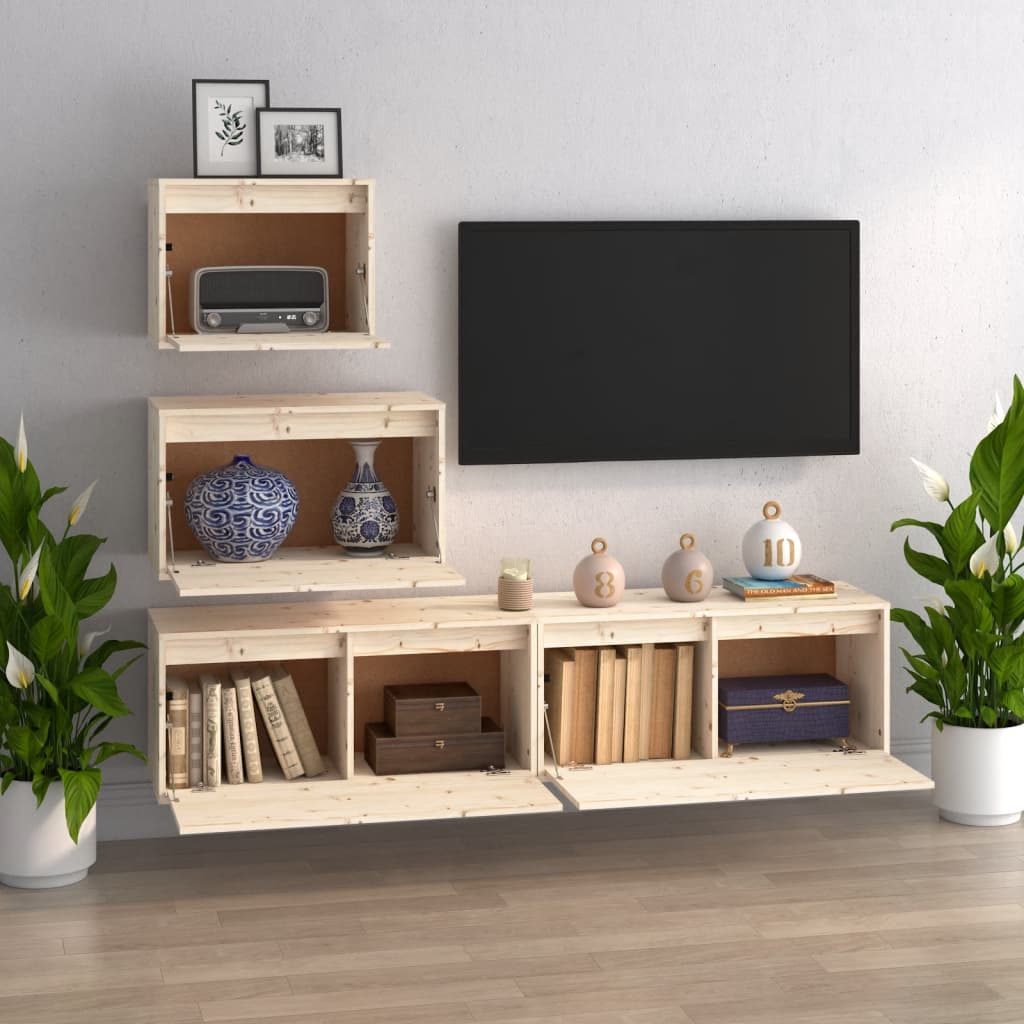 vidaXL Comode TV, 4 buc., lemn masiv de pin