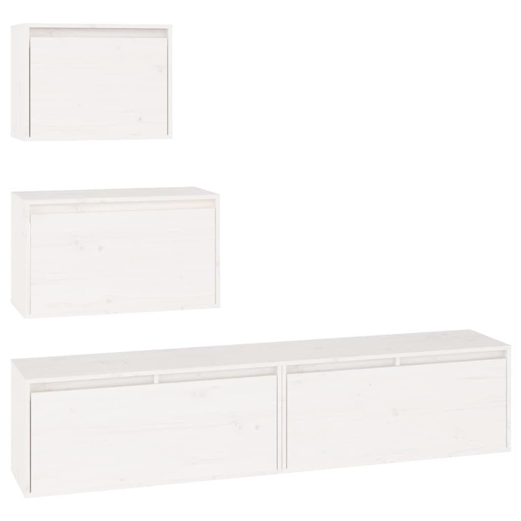 vidaXL Comode TV, alb, 4 buc., lemn masiv de pin