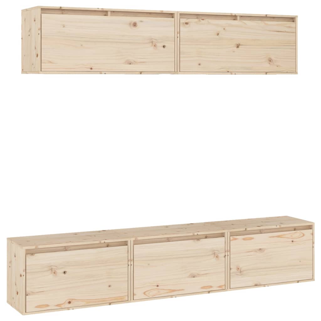 vidaXL Set dulap TV, 5 buc., lemn masiv de pin vidaXL Set dulap TV, 5 buc., lemn masiv de pin