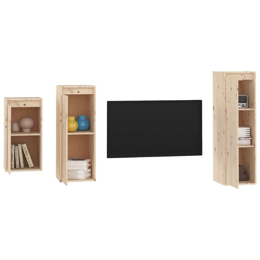 vidaXL Comode TV, 3 buc., lemn masiv de pin