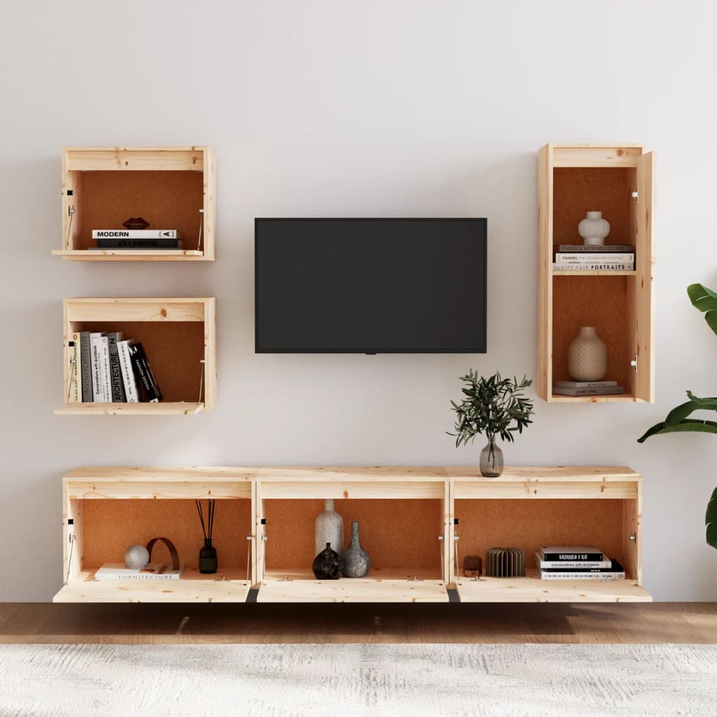 vidaXL Comode TV, 6 buc., lemn masiv de pin