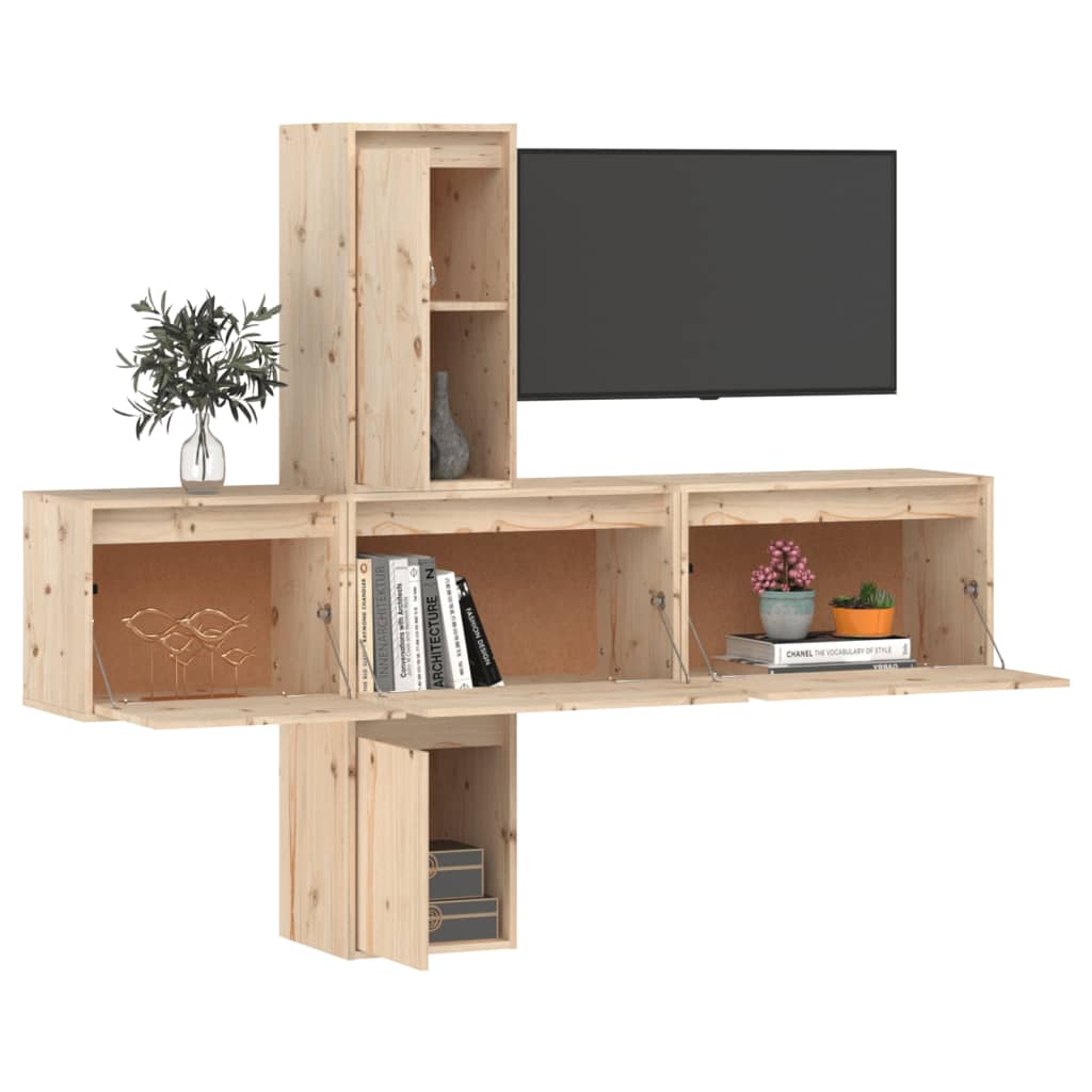 vidaXL Comode TV, 5 buc., lemn masiv de pin
