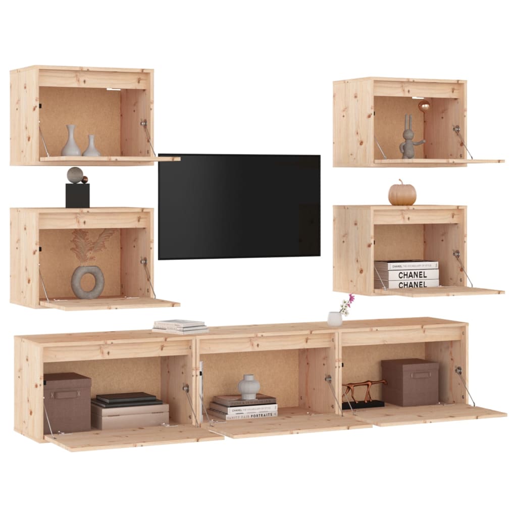 vidaXL Comode TV, 7 buc., lemn masiv de pin