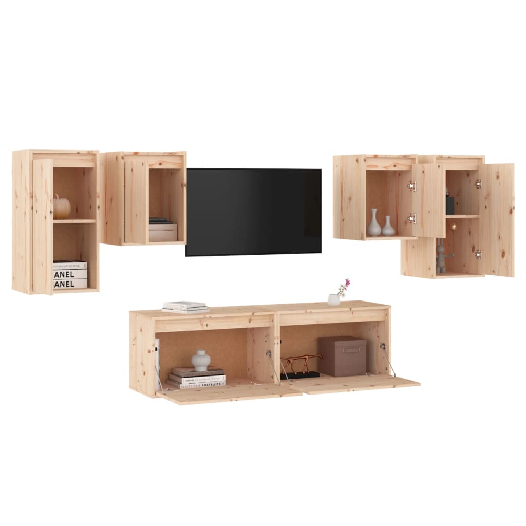 vidaXL Comode TV, 6 buc., lemn masiv de pin