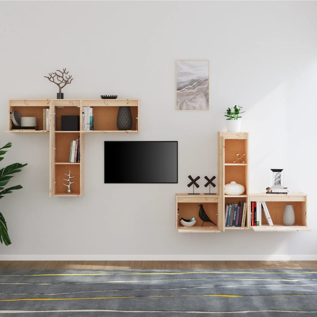 vidaXL Comode TV, 6 buc., lemn masiv de pin