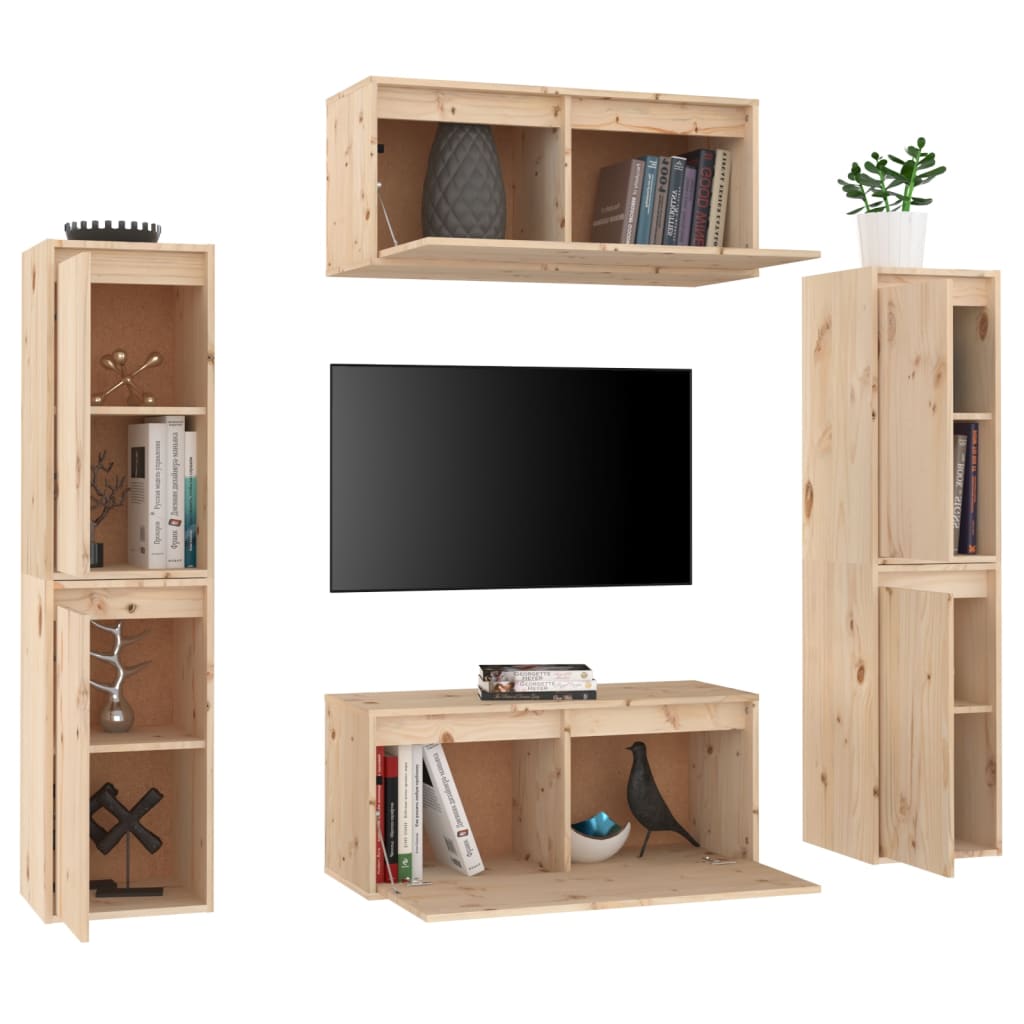 vidaXL Comode TV, 6 buc., lemn masiv de pin