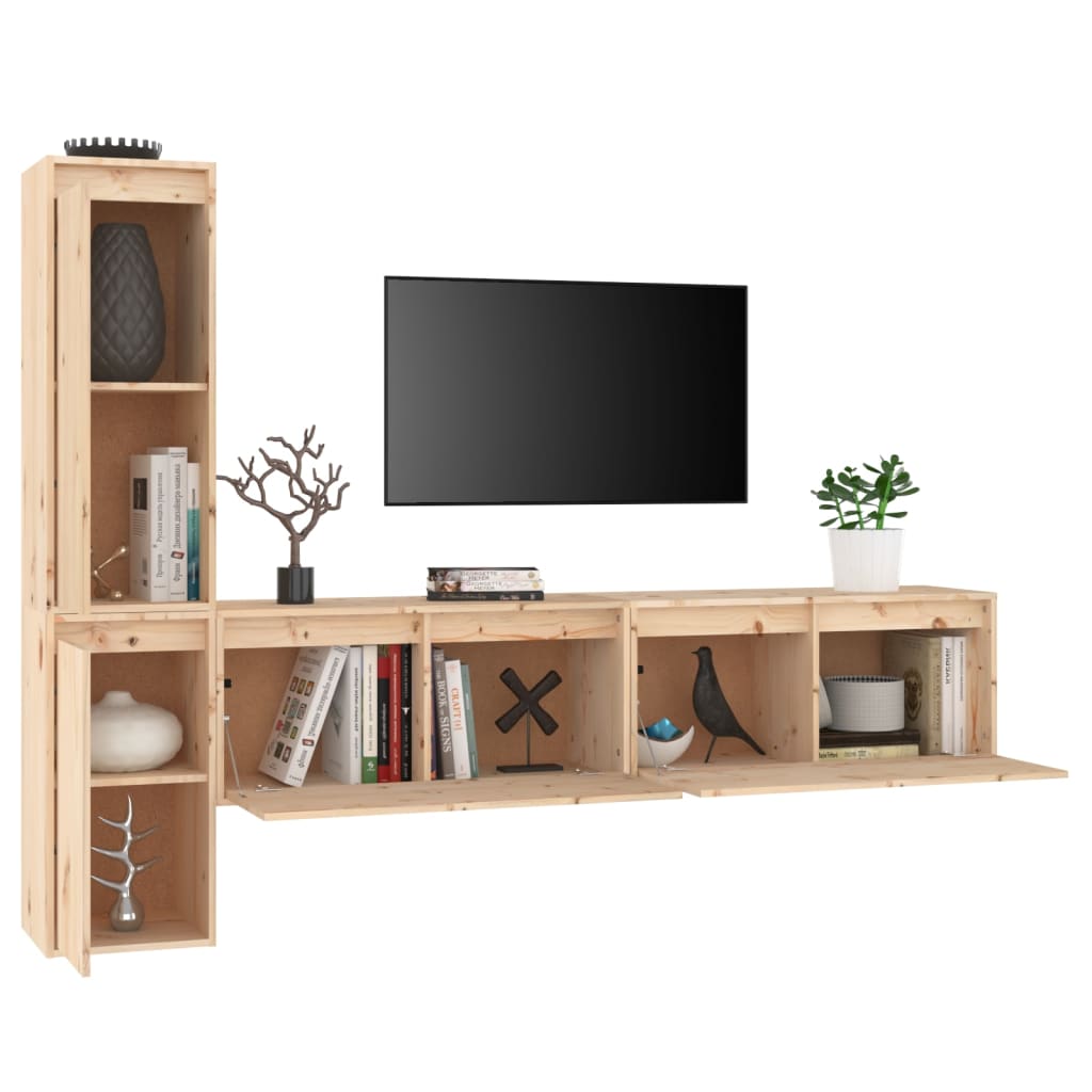 vidaXL Comode TV, 4 buc., lemn masiv de pin