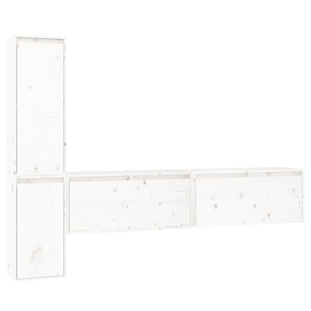vidaXL Comode TV, alb, 4 buc., lemn masiv de pin
