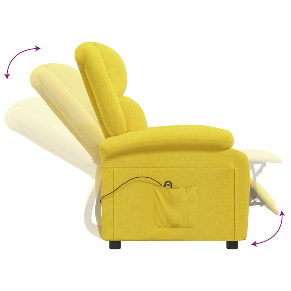 vidaXL Fotoliu rabatabil electric, galben, material textil