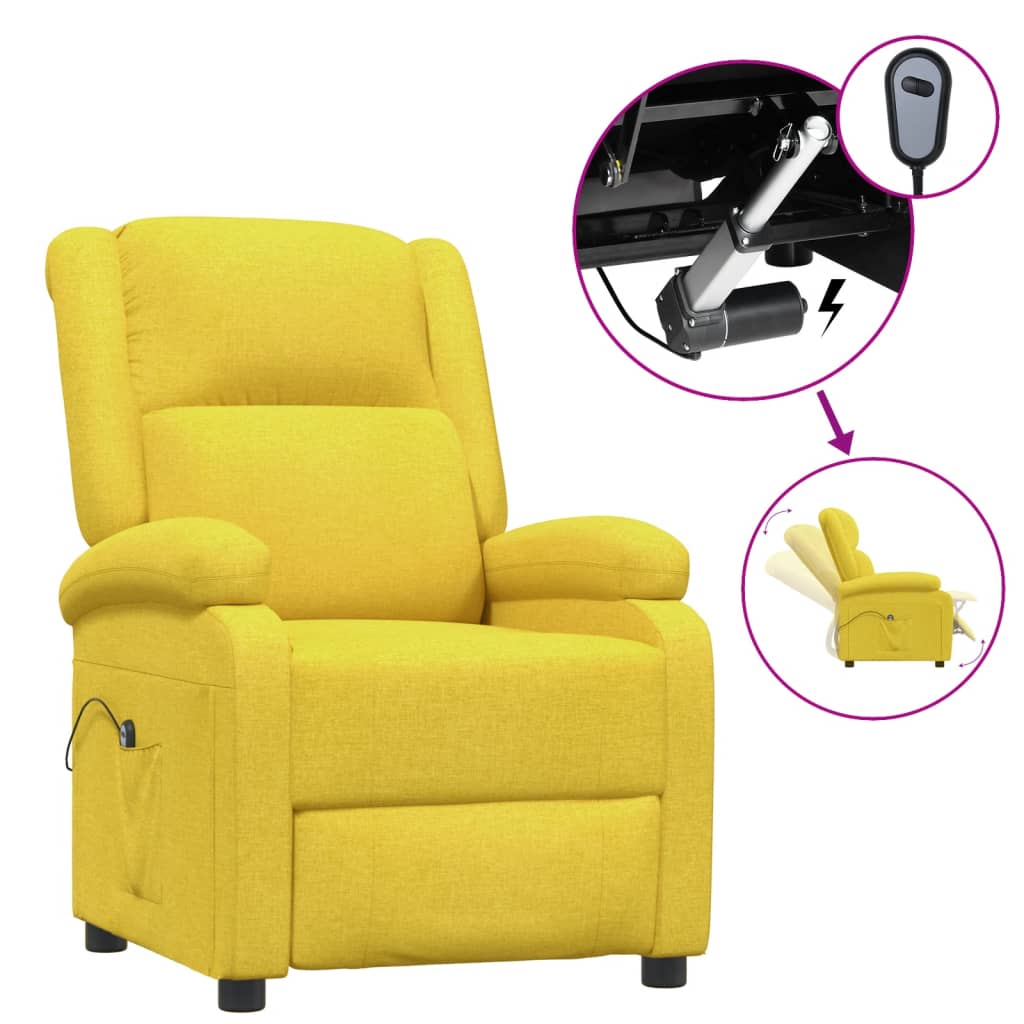 vidaXL Fotoliu rabatabil electric, galben, material textil