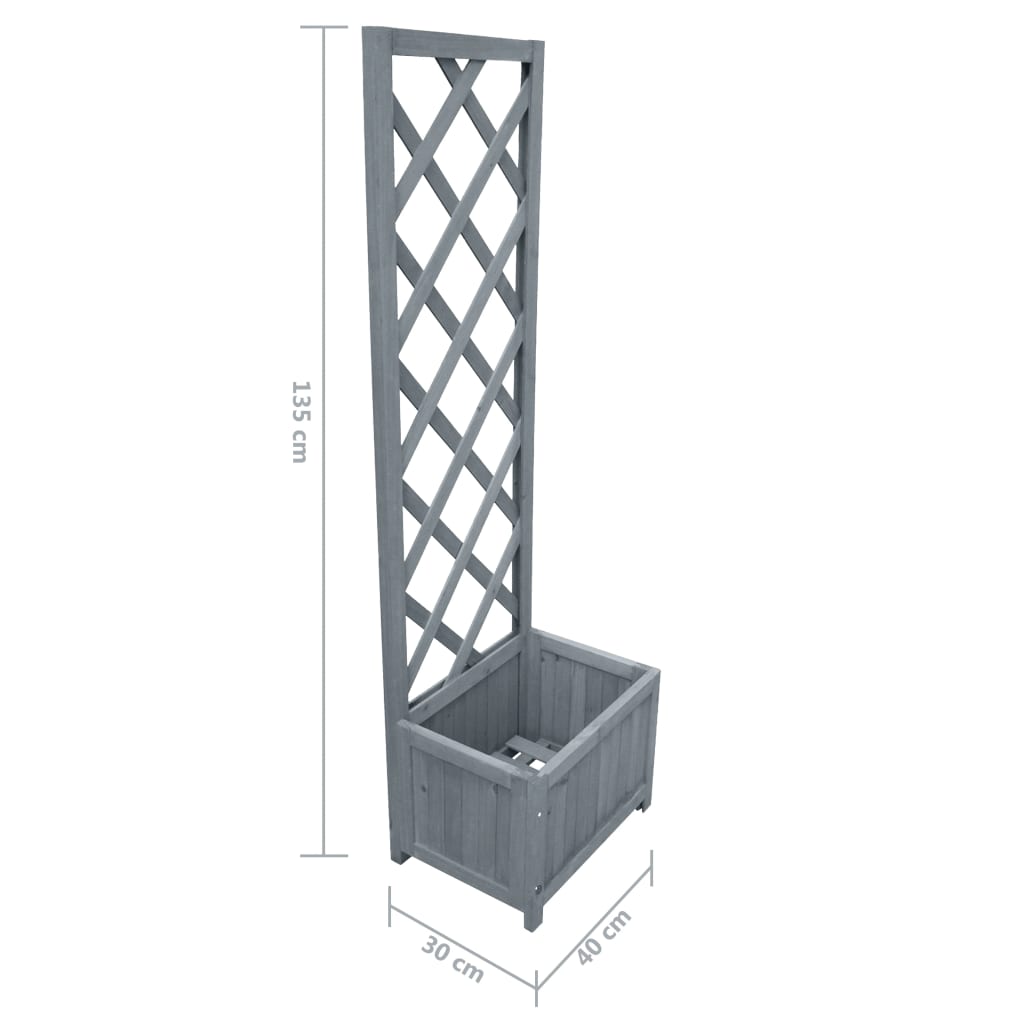 vidaXL Jardinieră cu spalier, 40 x 30 x 135 cm, lemn masiv de brad