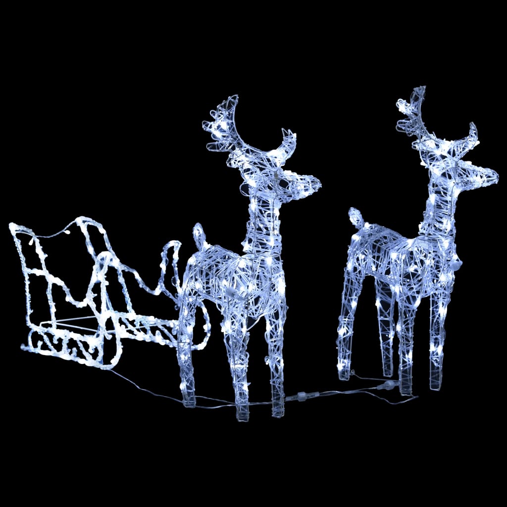 vidaXL Decorațiune de Crăciun cu reni și sanie, 240 LED-uri, acril vidaXL Decorațiune de Crăciun cu reni și sanie, 240 LED-uri, acril