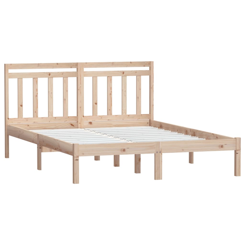 vidaXL Cadru de pat dublu, 135x190 cm, lemn masiv