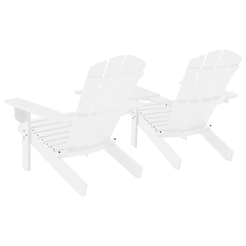 vidaXL Scaune de grădină Adirondack & masă ceai, alb, lemn masiv brad vidaXL Scaune de grădină Adirondack & masă ceai, alb, lemn masiv brad