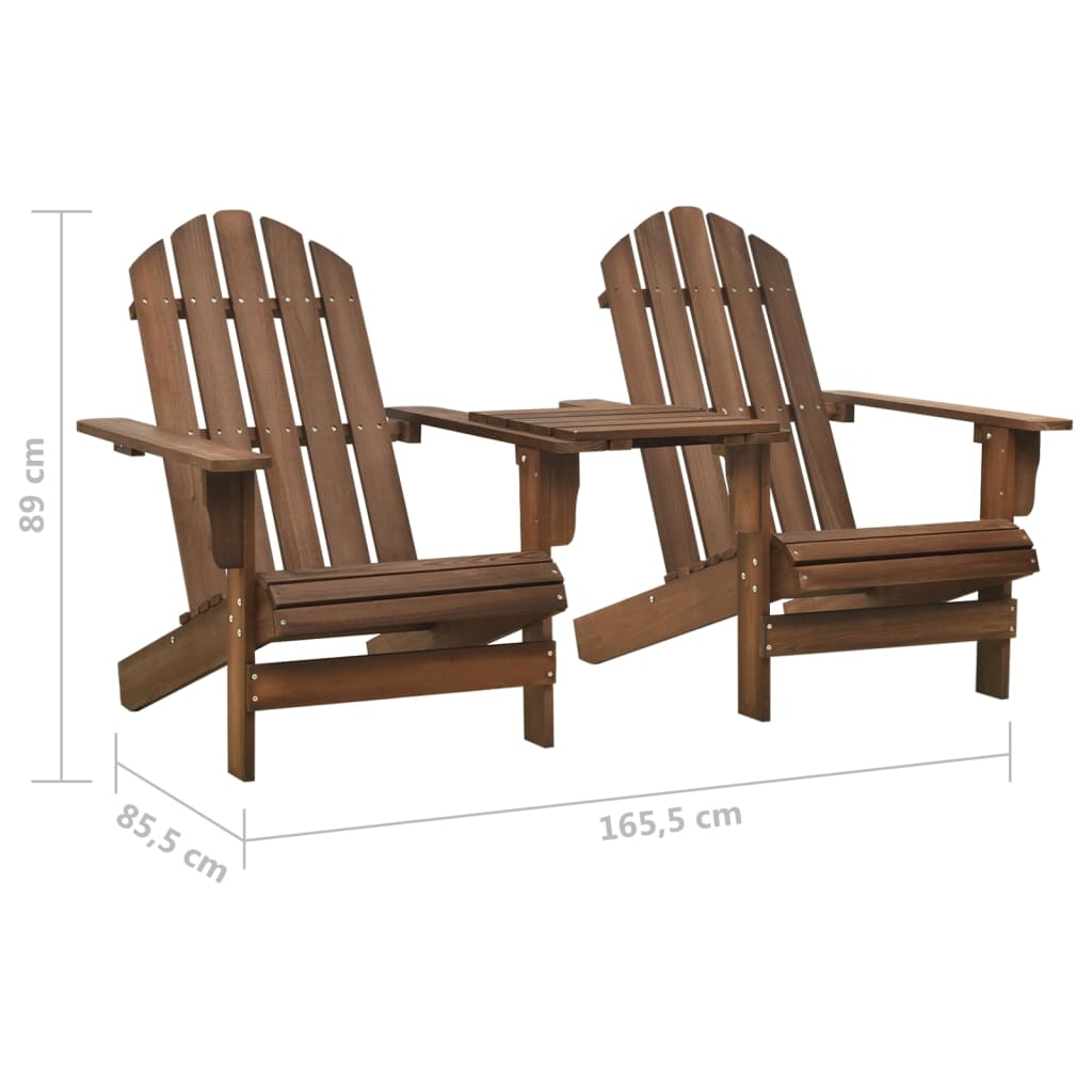 vidaXL Scaune de grădină Adirondack & masă ceai, maro, lemn masiv brad vidaXL Scaune de grădină Adirondack & masă ceai, maro, lemn masiv brad