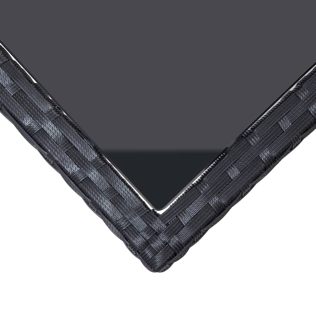 vidaXL Masă de grădină, negru, 240 x 90 x 74 cm, poliratan și sticlă
