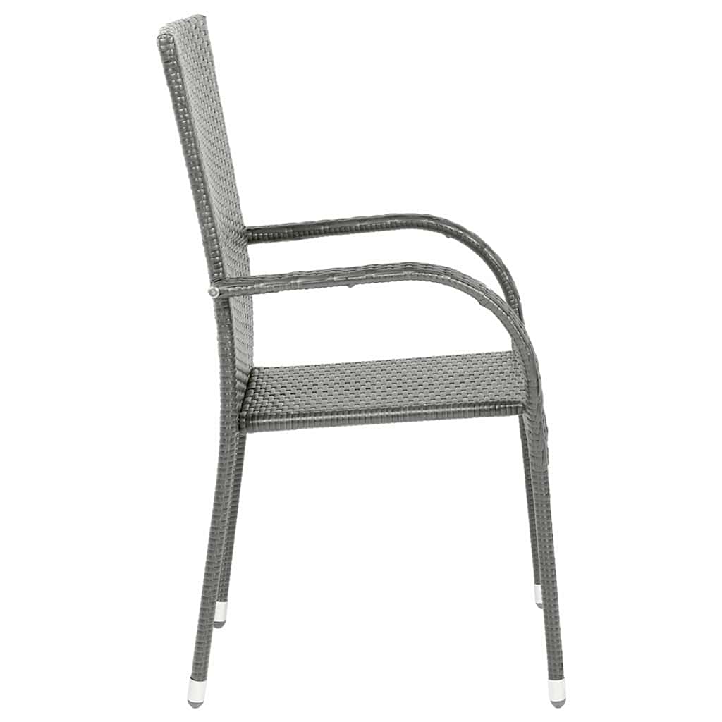 vidaXL Scaune de exterior stivuibile, 4 buc., gri, poliratan vidaXL Scaune de exterior stivuibile, 4 buc., gri, poliratan