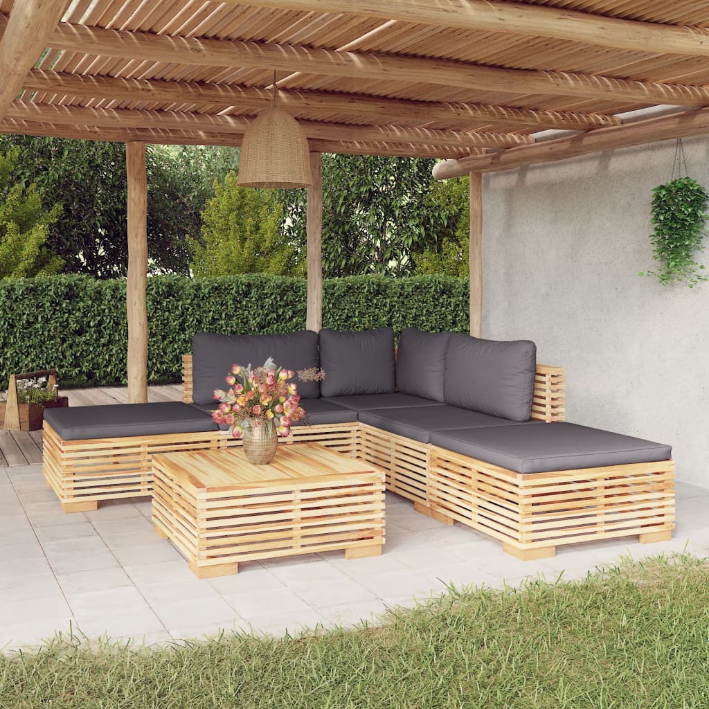 vidaXL Set mobilier grădină cu perne, 6 piese, lemn masiv de tec vidaXL Set mobilier grădină cu perne, 6 piese, lemn masiv de tec