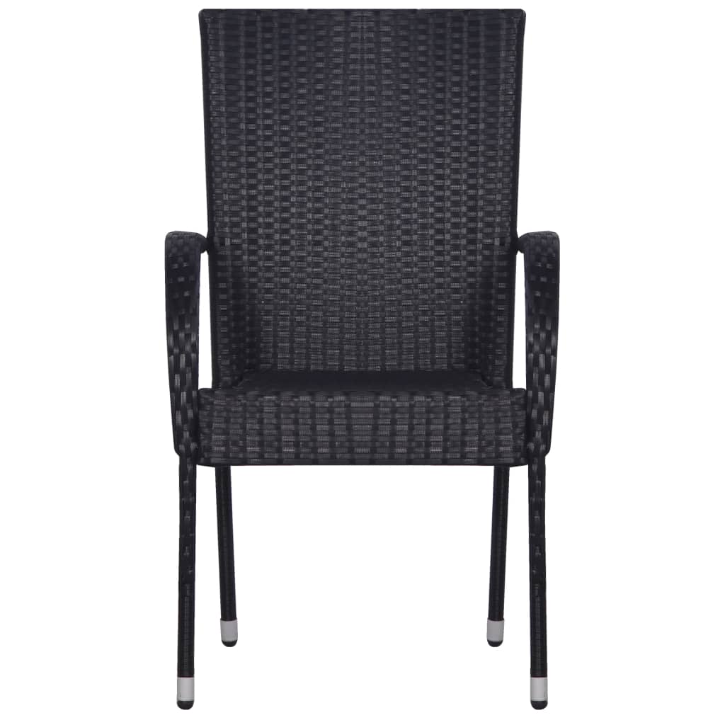 vidaXL Scaune de exterior stivuibile, 6 buc., negru, poliratan vidaXL Scaune de exterior stivuibile, 6 buc., negru, poliratan