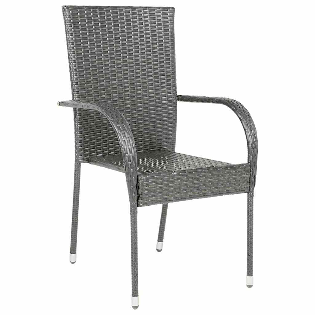 vidaXL Scaune de exterior stivuibile, 6 buc., gri, poliratan vidaXL Scaune de exterior stivuibile, 6 buc., gri, poliratan