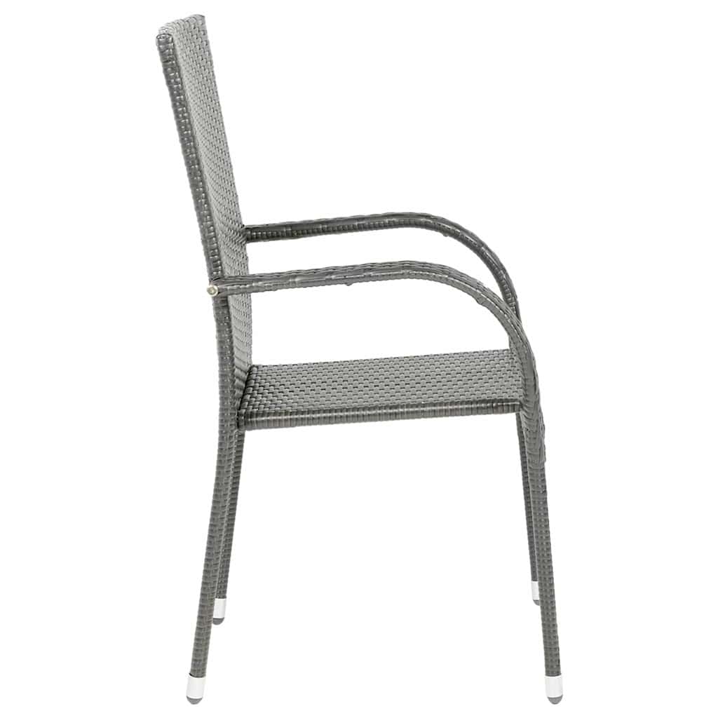 vidaXL Scaune de exterior stivuibile, 6 buc., gri, poliratan vidaXL Scaune de exterior stivuibile, 6 buc., gri, poliratan