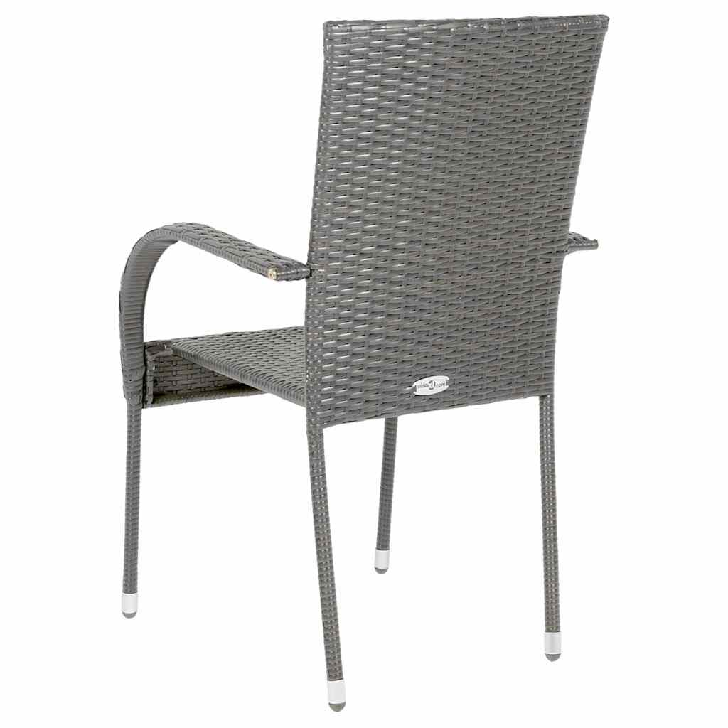 vidaXL Scaune de exterior stivuibile, 6 buc., gri, poliratan vidaXL Scaune de exterior stivuibile, 6 buc., gri, poliratan