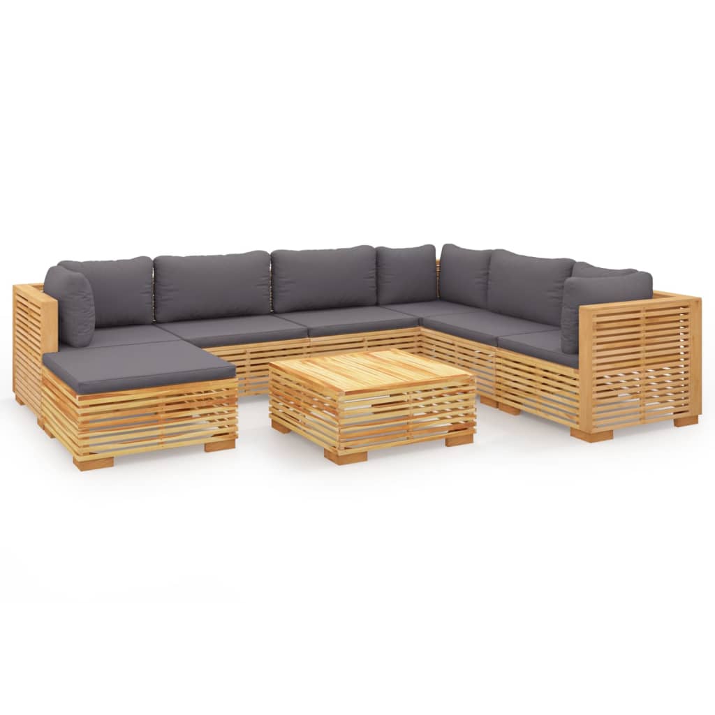 vidaXL Set mobilier grădină cu perne, 8 piese, lemn masiv de tec