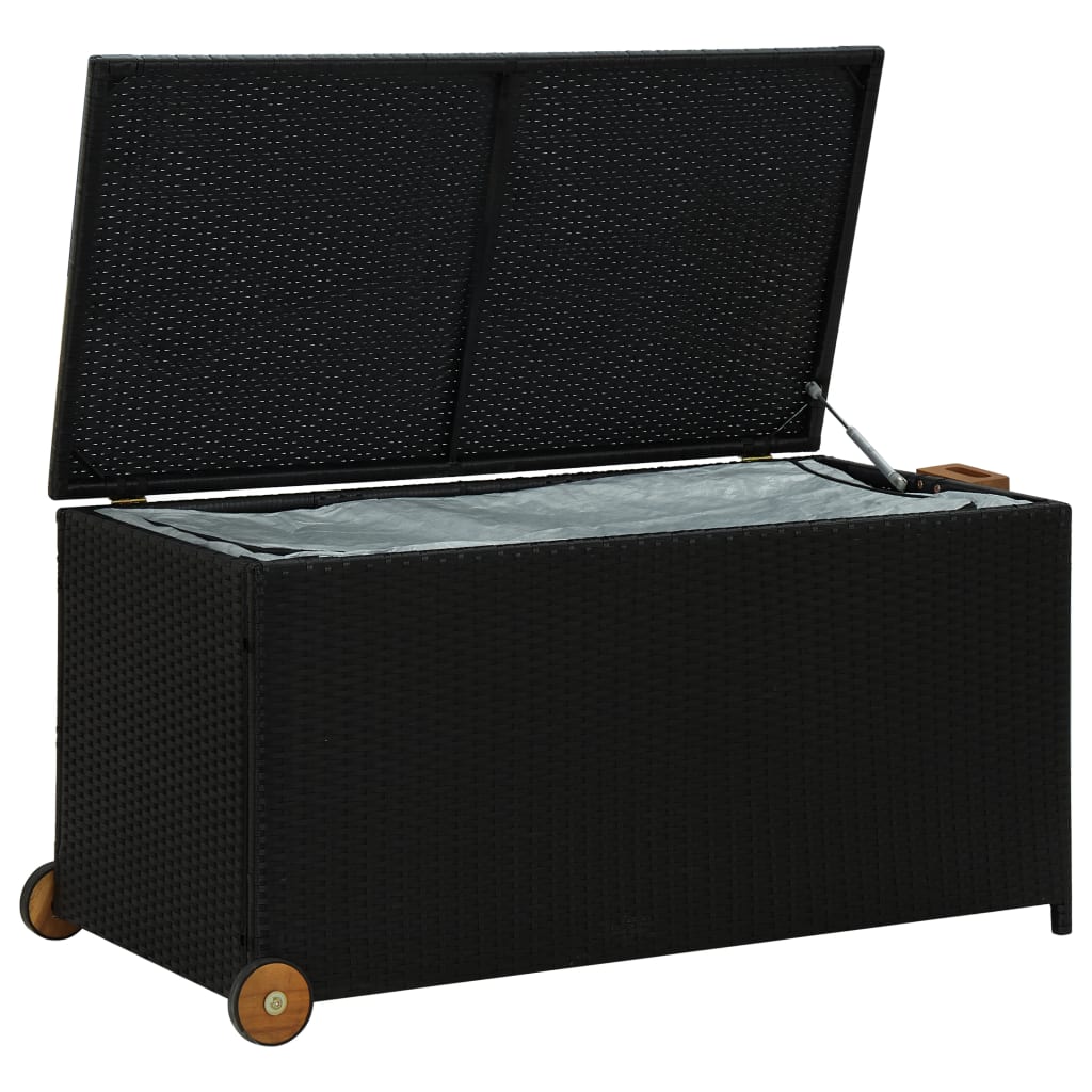 vidaXL Ladă de depozitare de grădină, negru, 120x65x61 cm, poliratan vidaXL Ladă de depozitare de grădină, negru, 120x65x61 cm, poliratan