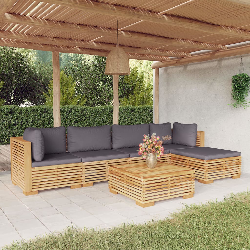 vidaXL Set mobilier grădină cu perne, 6 piese, lemn masiv de tec vidaXL Set mobilier grădină cu perne, 6 piese, lemn masiv de tec