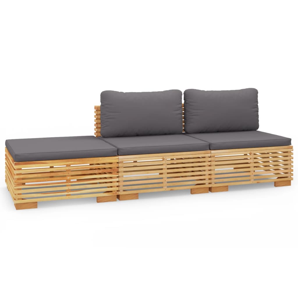 vidaXL Set mobilier grădină cu perne, 3 piese, lemn masiv de tec