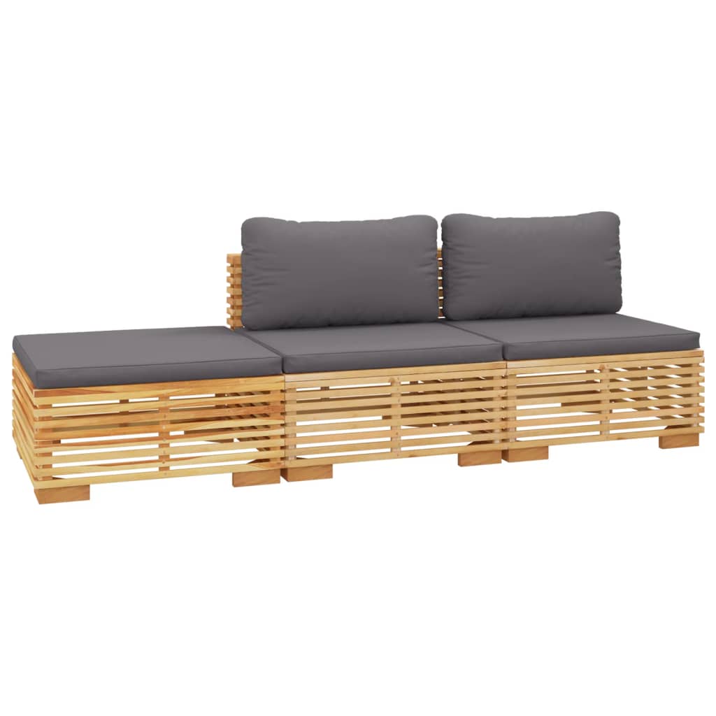 vidaXL Set mobilier grădină cu perne, 3 piese, lemn masiv de tec