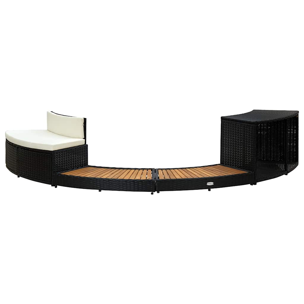 vidaXL Mobilier de împrejmuire spa, negru, poliratan și lemn de acacia vidaXL Mobilier de împrejmuire spa, negru, poliratan și lemn de acacia