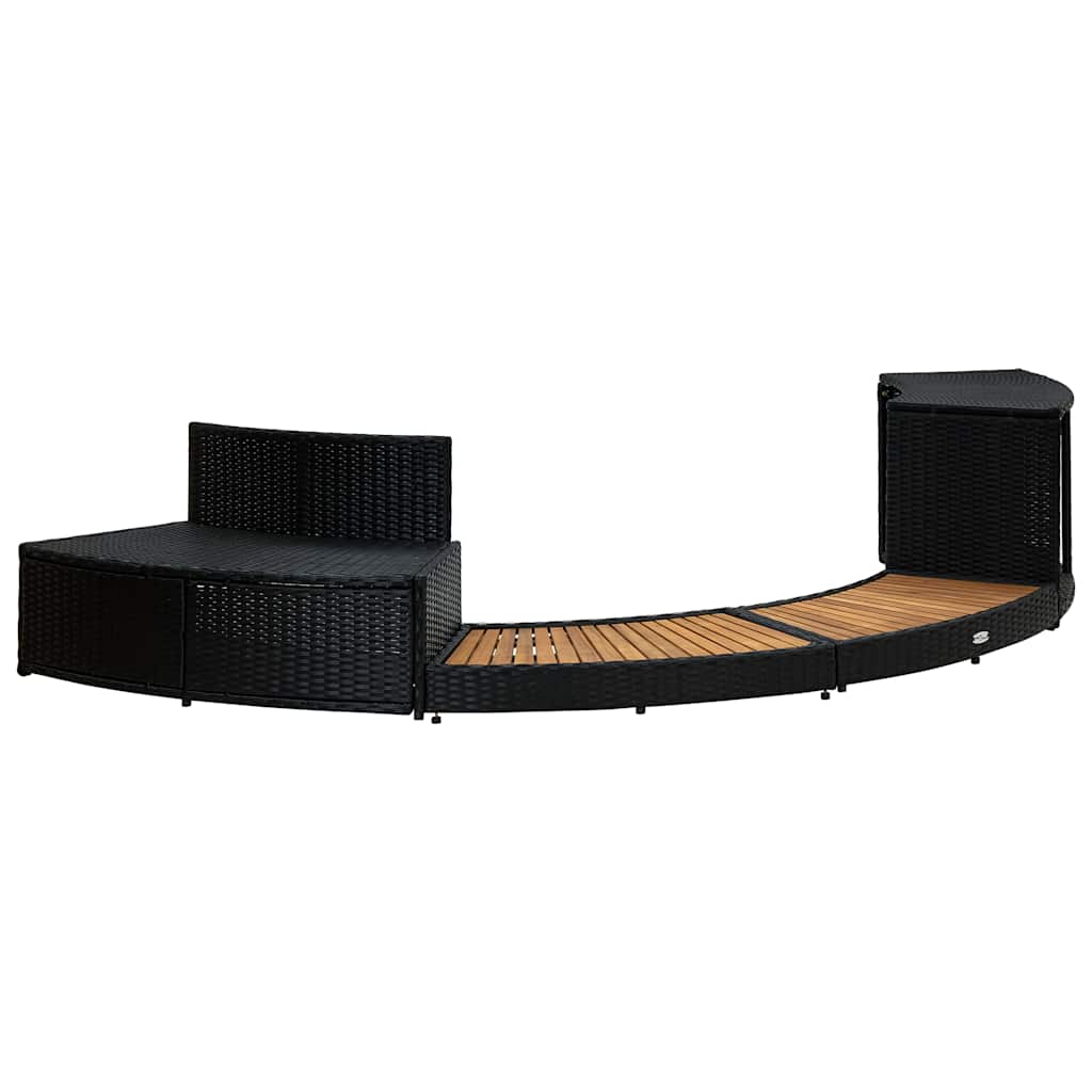 vidaXL Mobilier de împrejmuire spa, negru, poliratan și lemn de acacia vidaXL Mobilier de împrejmuire spa, negru, poliratan și lemn de acacia