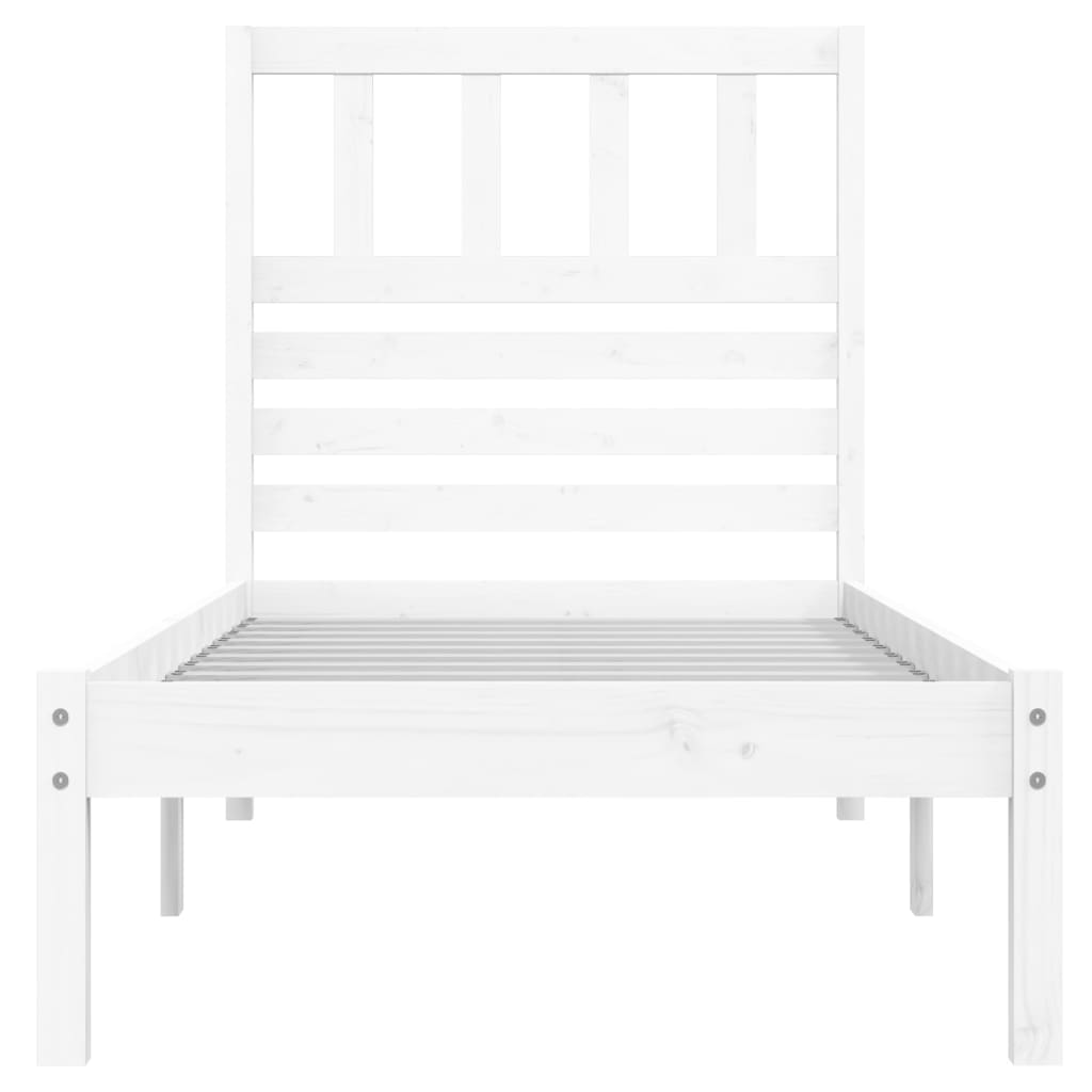 vidaXL Cadru de pat fără saltea, alb, 75x190 cm, lemn masiv de pin