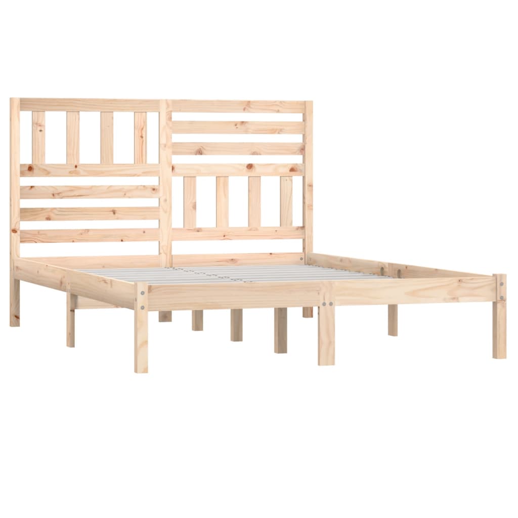 vidaXL Cadru de pat dublu, 135x190 cm, lemn masiv de pin