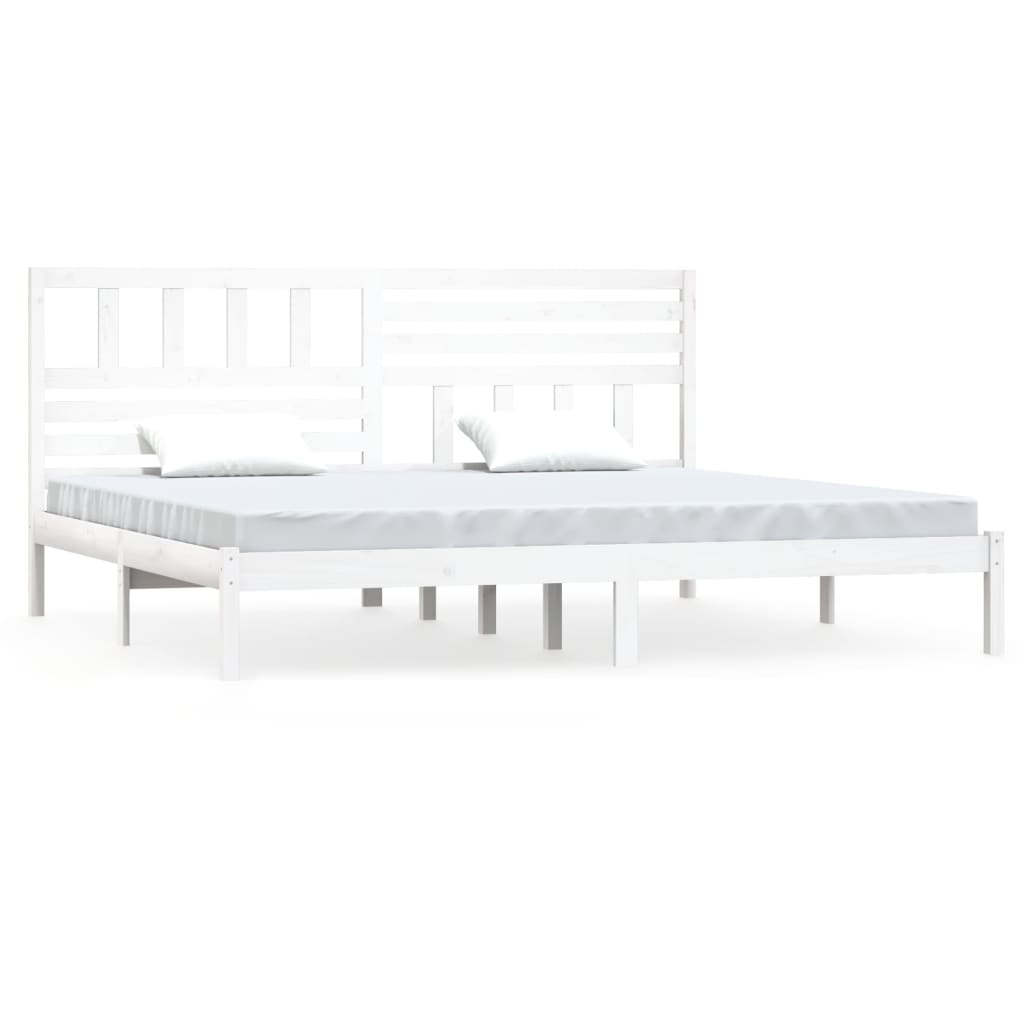 vidaXL Cadru de pat fără saltea, alb, 180x200 cm, lemn masiv pin